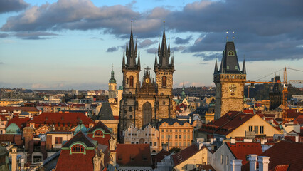 Fototapeta na wymiar Prague Old Town Square and Church of Mother of God before Tyn in Prague.
