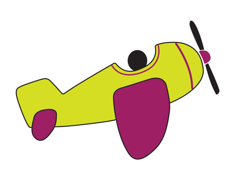 Retro style airplane with pilot vector icon isolated