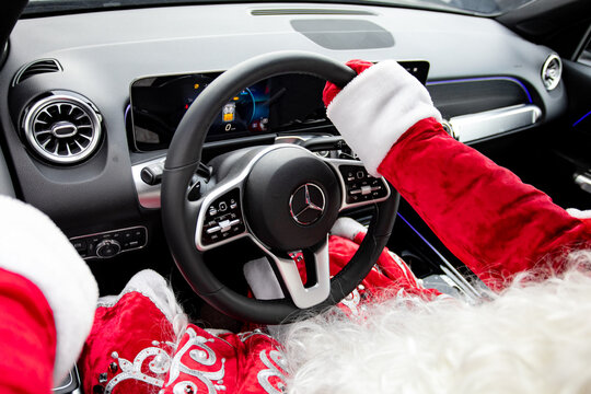 Santa Claus Driving A Car