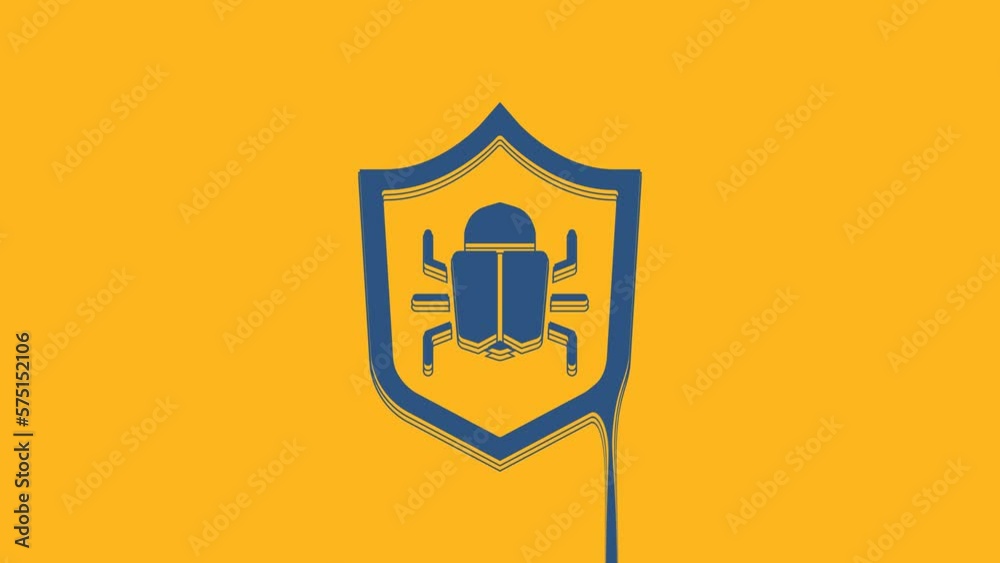 Aufkleber blue system bug concept icon isolated on orange background. code bug concept. bug in the system. bug