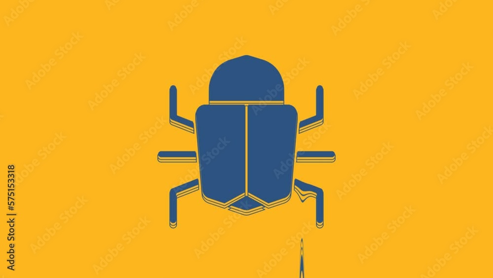 Aufkleber blue system bug concept icon isolated on orange background. code bug concept. bug in the system. bug