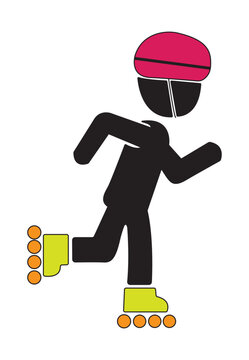 Roller skating pictogram vector icon isolated