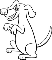 Obraz premium cartoon playful dog character doing a trick coloring page