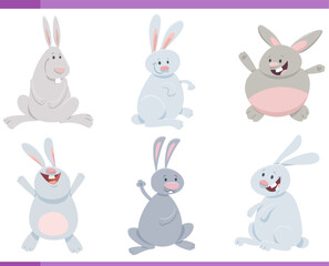 Obraz na płótnie Canvas cartoon rabbits or bunnies farm animal characters set