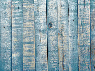 Rough vertical blue wooden boards, textured plank background with empty copy space design element
