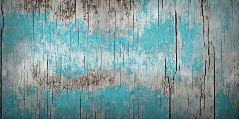Old weathered aged vintage wood background with colorful peeling paint. Generative AI