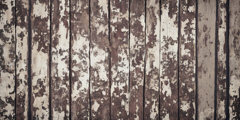 Old weathered aged vintage wood background with colorful peeling paint. Generative AI