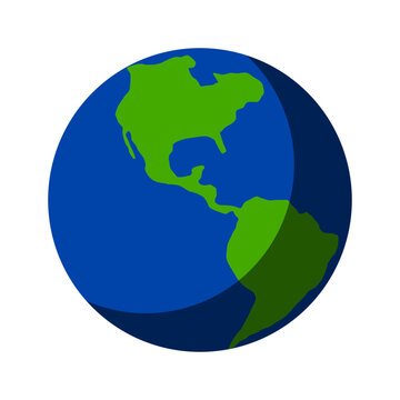 Basic Earth World Globe Symbol Icon with 3D Style Shadow Effect. Vector Image.