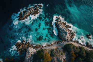 Obraz premium Beautiful view of the sea from above. Generative AI