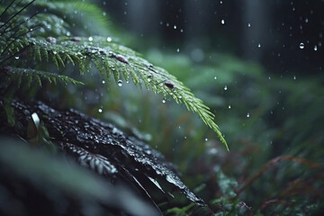 Heavy rain in the forest. Generative AI