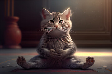 Cat doing yoga Generate Ai
