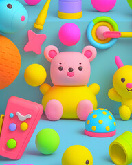 Naklejka premium Pattern toys, generative ai