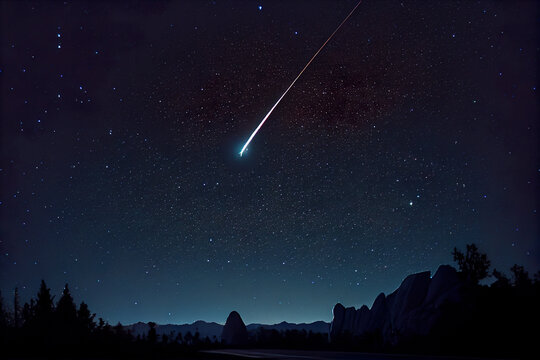 Night sky with meteor and stars