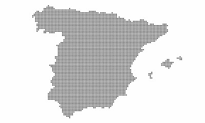 Spain dotted map with grunge texture in dot style. Abstract vector illustration of a country map with halftone effect for infographic. 