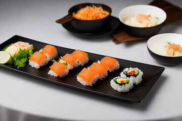 image of plate with sushi set