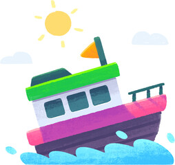 Illustration of Boat in Cute Style