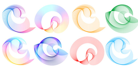 Set design element circle. Isolated bold vector colors  golden ring from. Abstract glow wavy stripes of many glittering swirl created using Blend Tool. Vector illustration EPS10 for your presentation