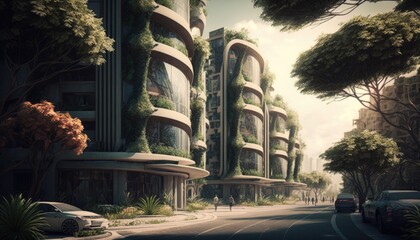 The Green Urban Landscape: A Beautiful Cityscape Filled with Verdant Trees and Plants, AI Generative