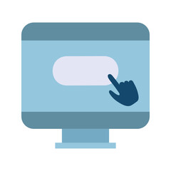 Color monitor in flat vector style. Hand drawn vector illustration online shopping