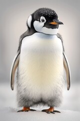 Cute penguin on a white background illustrated using generative Ai