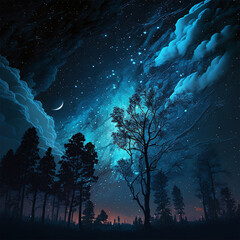 Obraz premium Night sky Illustration (3k, Ai)