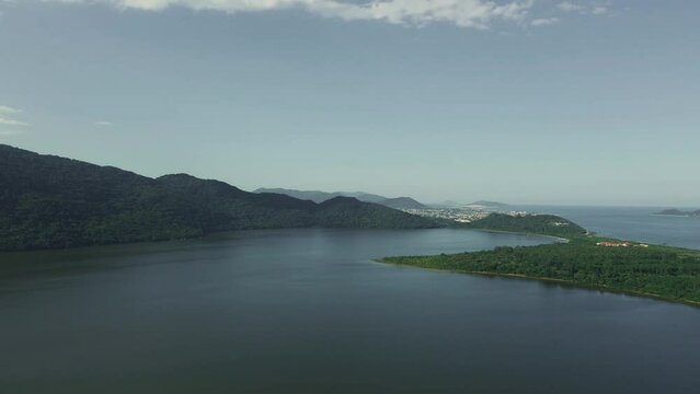 Stunning Aerial View of Peri Lake in Florianopolis