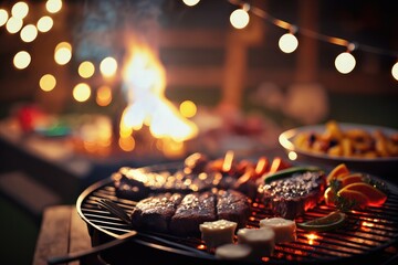 Grilled, A Sizzling Plate of Juicy and Flavorful Barbecue, A Backyard Cookout on a Warm Summer Evening, A Relaxed and Joyful Gathering with Friends and Family, 