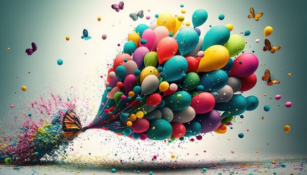 Tas De Ballons Colorés. Ai Génératif Illustration Stock - Illustration du  ballons, minimal: 271738459