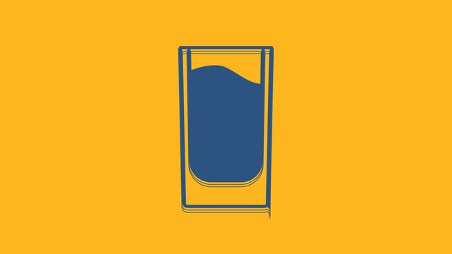 Blue Shot glass icon isolated on orange background. 4K Video motion graphic animation