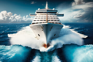 Voyage across the ocean on a majestic cruise ship, generative ai - obrazy, fototapety, plakaty