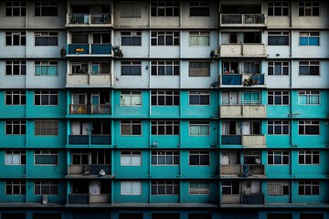 Facade of a Modern International Apartment Building in the Style of Hong Kong, Created by Generative AI Technology