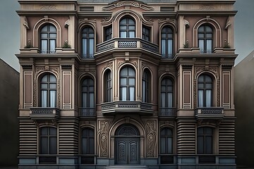 Fototapeta premium Classical Facade of an Apartment Building or Office, Created by Generative AI Technology