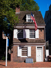 The Betsy Ross House in Philadelpha, Pennsylvania, USA, where the first American Flag was sewed.