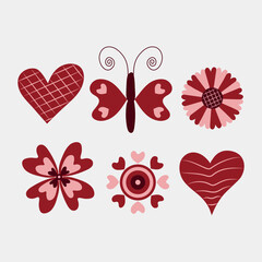 red heart set isolated on a white background. Vector illustration. valentine's day