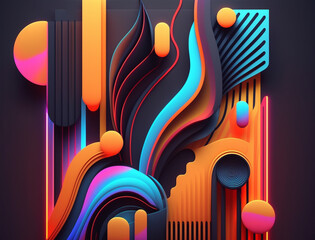 Abstract neon shapes background, vivid shapes, color glow and modern look. Trendy background.