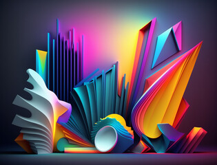 Abstract neon shapes background, vivid shapes, color glow and modern look. Trendy background.