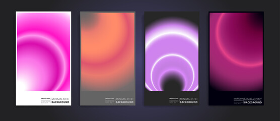 Set of futuristic poster covers with circular gradient. Great for branding presentation, album print, website header, web banner.