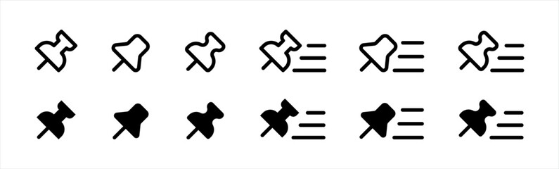 Push pin icon. thumbtack symbol. pushpin, archive pin, library, board tack signs , vector illustration