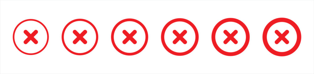 x mark icon. check mark symbol. x close delete deny buttons. cross wrong signs, vector illustration