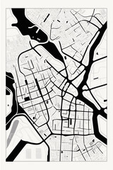 Black and White City Map Generative AI