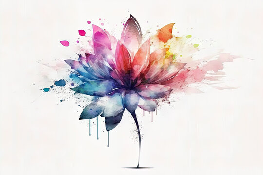 flower watercolor shape on white background,