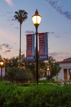 Los Angeles, CA - June 16 2021: Welcome To Campus Flags At Occidental College