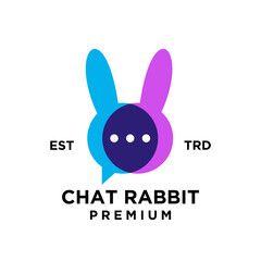 chat rabbit color logo icon design illustration template