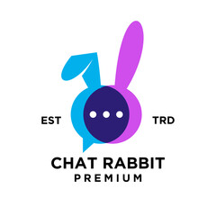 chat rabbit color logo icon design illustration template