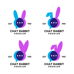 chat rabbit color logo icon design illustration template	
