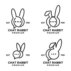 chat rabbit logo icon design illustration template set collection
