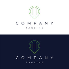 Letter MM initial point pin map local icon logo design vector template	