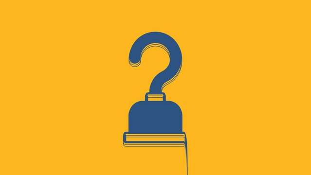 Blue Pirate hook icon isolated on orange background. 4K Video motion graphic animation