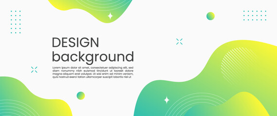 Colorful template banner with green and yellow gradient color. Design with liquid shape.