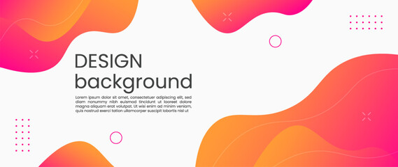 Colorful template banner with pink and orange gradient color. Design with liquid shape.